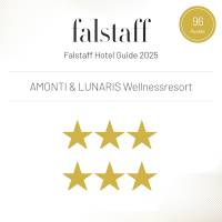 Amonti & Lunaris Wellnessresort: 
Unser Resort wurde von Falstaff zum wiederholten Male ausgezeichnet bewertet (96/100) 
und wir zählen somit zu den besten Hotels des Jahres im gesamten deutschsprachigen Raum.
